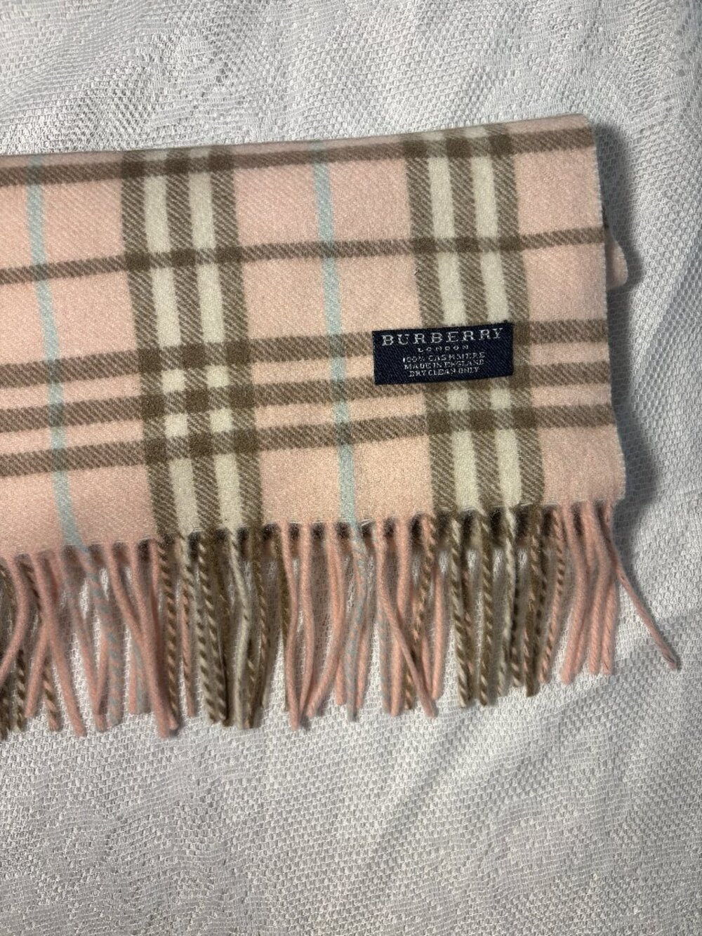 Vintage Burberry Pink Check Cashmere Scarf